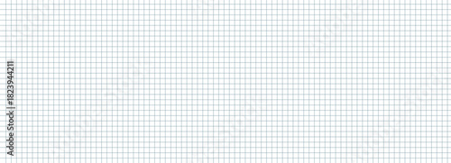 Wide white grid paper. Journaling, office page blank background. Notebook paper sheet. Vector horizontal notepad binder pattern. Math diary textured cover. Stationary simple horizontal bg.