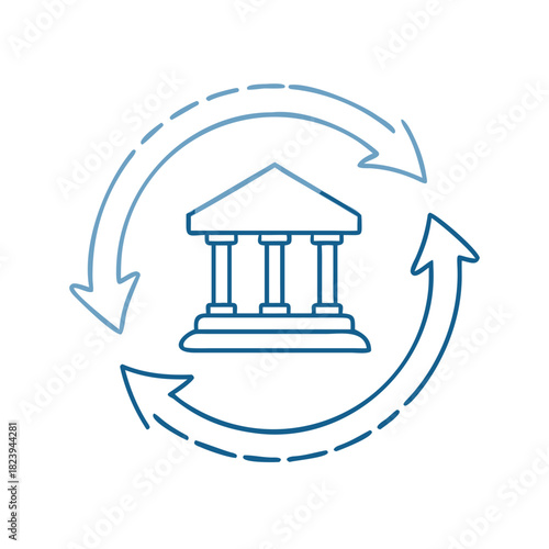Open banking circular arrows illustration for financial institutions and fintech developers in data sharing initiatives
