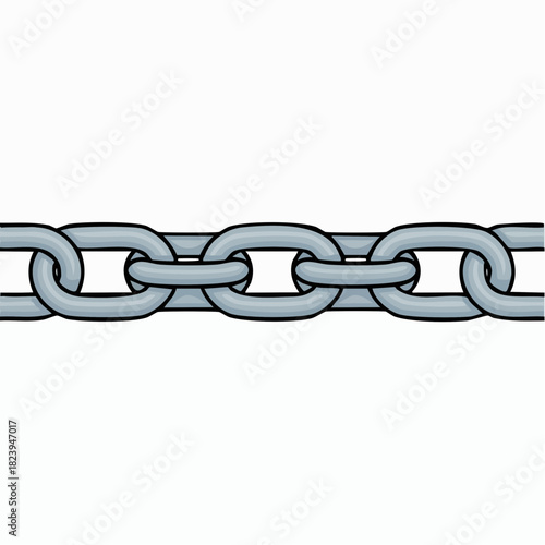 Free Download A detailed illustration of a grey metal chain with interconnected links, stretching horizontally across a white background. - GFXLoad