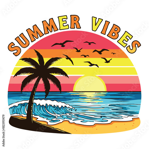 Sunset Surf Scene with Silhouette of Surfer