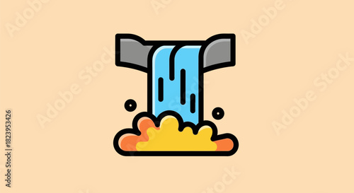 Water flowing from a pipe representing a waterfall illustration.