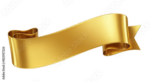 Elegant golden ribbon banner with black background