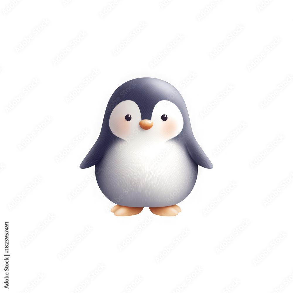 Obraz premium Lovely penguin standing isolated on transparent background in a cartoon style