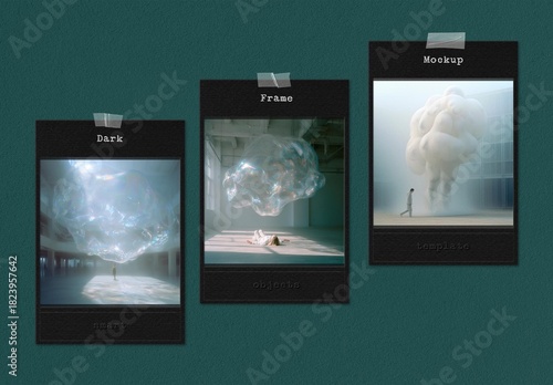 Triple Dark Frame Mockup