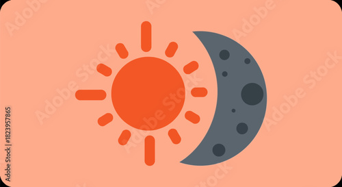 Sun and Moon Icon Representing Day and Night Cycle 2.
