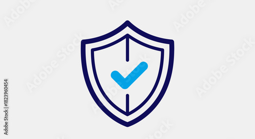 Vector illustration of a security shield with a checkmark, a symbol for online protection, data privacy, and successful validation