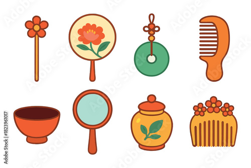 Vintage-style decorative hair and vanity accessories set