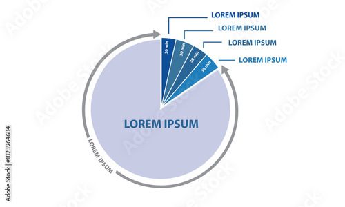 Pie chart vector with section and sub dessciption