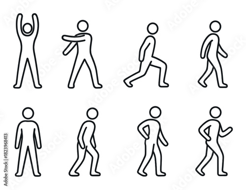 Silhouette exercise poses on dark background