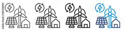 Smart Grid Icon Different Style Outline Collection Set.