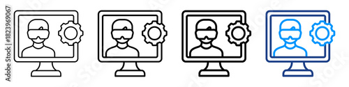 Virtual Management Icon Different Style Outline Collection Set.