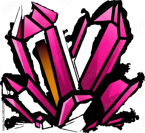 Vibrant Pink Crystal Cluster Abstract Art.