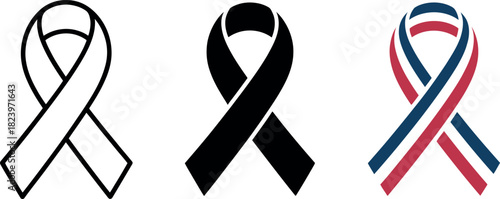 Ribbon Awareness Symbol Collection for Support Solidarity and Remembrance Campaigns on White Background