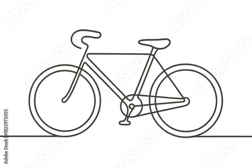 Minimalist continuous line drawing of a bicycle