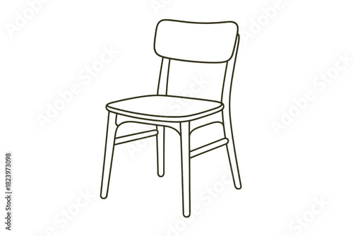 Simple wooden dining chair line art illustration