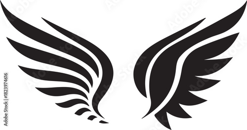 Angel wing icon silhouette vector illustration on a white background