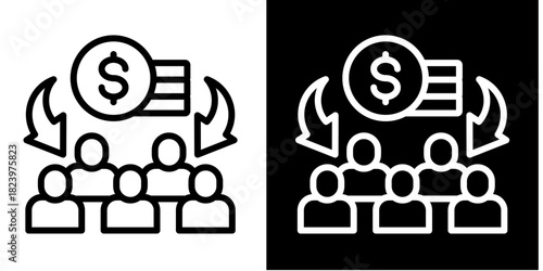 Group Lending Icon Set White Style Collection
