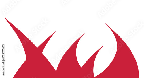 Large red fire flame icon. Flat vector illustration isolated on white