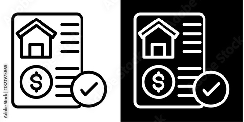 Loan Approval Icon Set White Style Collection
