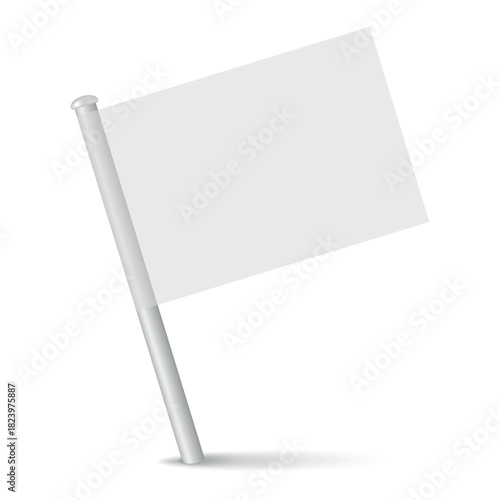 White flag template. Clean horizontal waving flag, isolated on white background. Vector flag mockup.