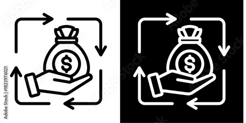 Income Generation Icon Set White Style Collection
