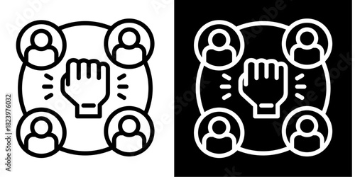 Empowerment Icon Set White Style Collection
