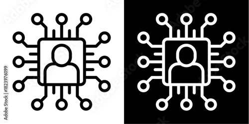 Digital Identity Icon Set White Style Collection
