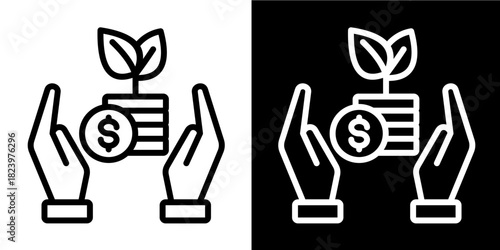Microfinance Institution Icon Set White Style Collection
