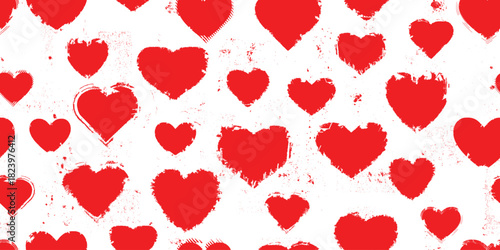 Repeatable pattern with heart and specks. Grunge seamless Pattern . Vintage Heart Background. Abstract endless pattern with grunge hearts. Vector Illustration. 