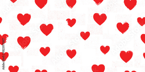 Repeatable pattern with heart and specks. Grunge seamless Pattern . Vintage Heart Background. Abstract endless pattern with grunge hearts. Vector Illustration. 