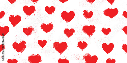 Repeatable pattern with heart and specks. Grunge seamless Pattern . Vintage Heart Background. Abstract endless pattern with grunge hearts. Vector Illustration. 