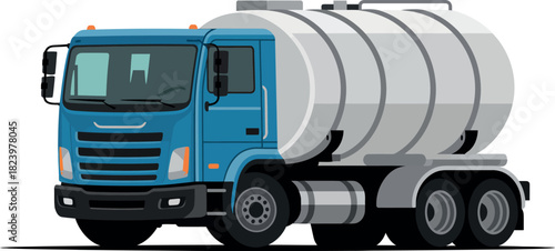 Illustration of a blue tank truck on a white background