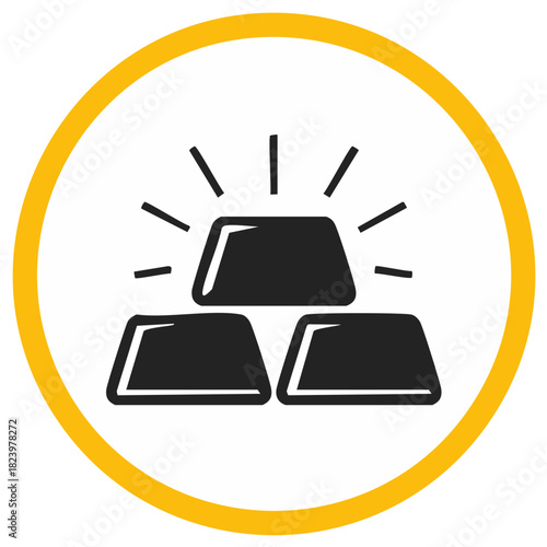 Shining stack of gold bars icon. Vector illustration of wealth, finance, and investment asset.