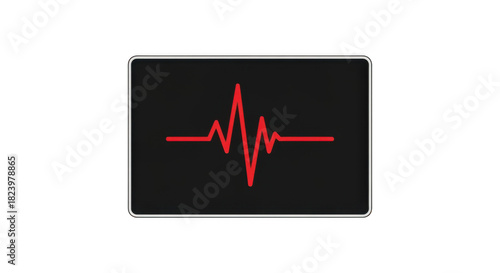 Red heartbeat pulse line isolated on transparent background
