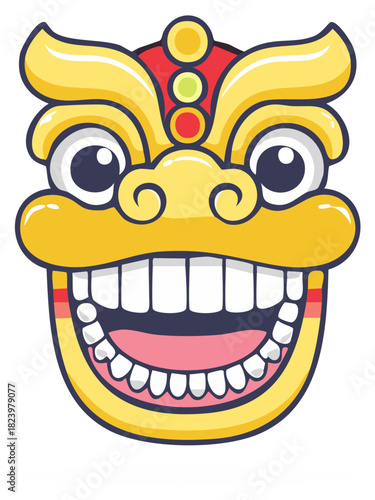 Cartoon Lion Dance Head Celebration Traditional Lunar New Year