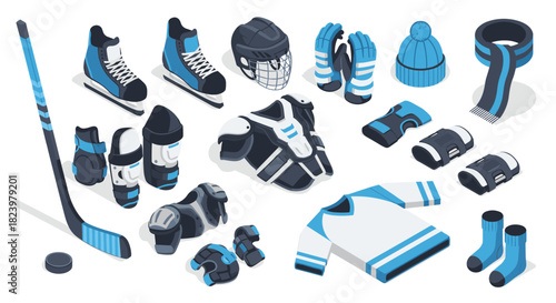 Ice hockey equipment set illustration for sports design and concepts