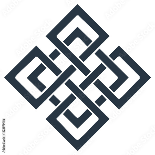 Intricate Endless Knot Symbol Abstract Geometric Pattern Dark Blue