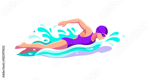 Swimming athlete in action illustrating sport and fitness concept for health and lifestyle design