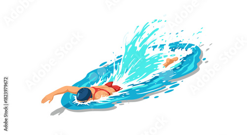 Dynamic swimming action illustration for sports enthusiasts and fitness motivation