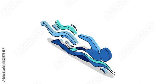 Dynamic swimming athlete illustration for sports design and posters