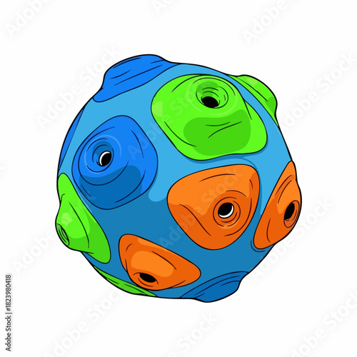 Interactive dog toy on white, ideal for canine enrichment and playtime. This interactive toy features vibrant colors and engaging shapes, perfect for keeping pets entertained.