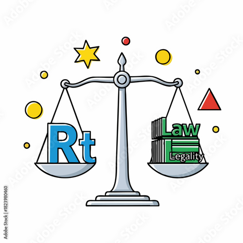 Conceptual representation of legal rights with scales balancing legal rights. Depiction of legal balance featuring scales, scales with justice, and symbolism demonstrating harmony and jurisprudence.