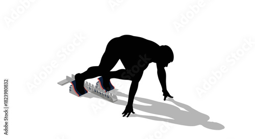 Athlete silhouette at starting line concept for sports performance and fitness design