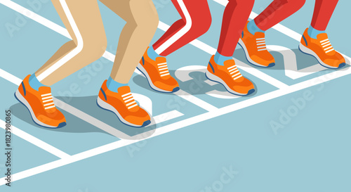 Athletic race start line concept for sports event design