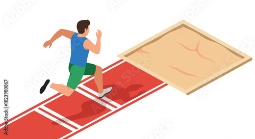 Athlete long jumping action illustration for sports themed design