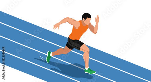 Dynamic illustration of a runner on track for sports and fitness designs