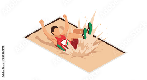 Dynamic track and field long jump illustration for sports events and training materials