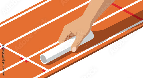 Relay race baton handover on track illustration for sport events and competitions