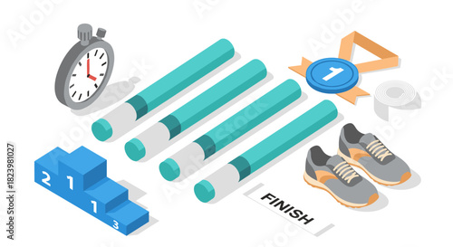Athletic competition icons and elements for sports event design and promotion