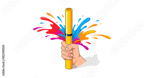 Vibrant splash of colorful paint from marker in hand concept for creative design